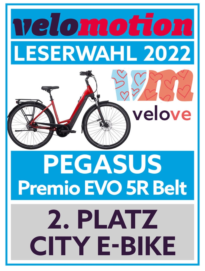 Pegasus Premio EVO 5R Belt velomotion Siegel