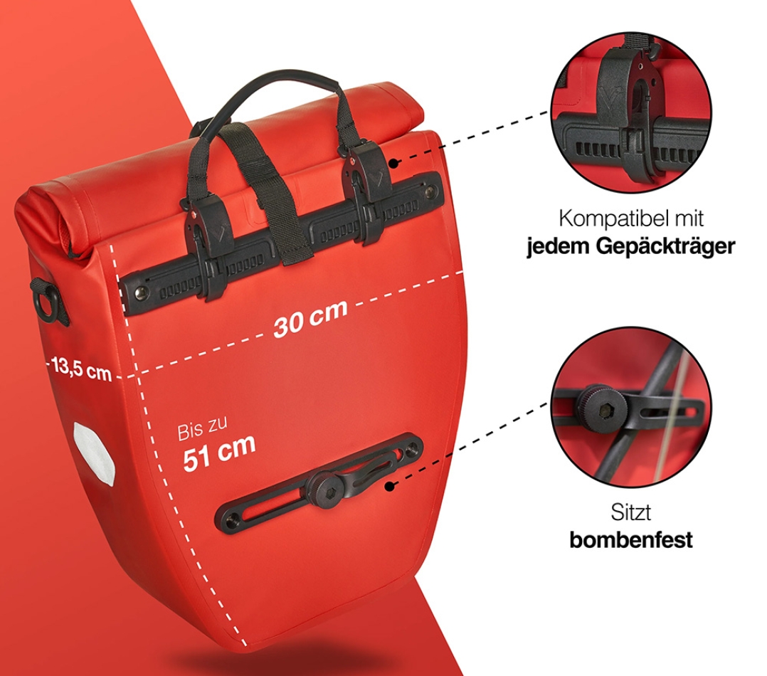 Valkental ValkBasic 20L - große & wasserdichte Gepäckträgertasche