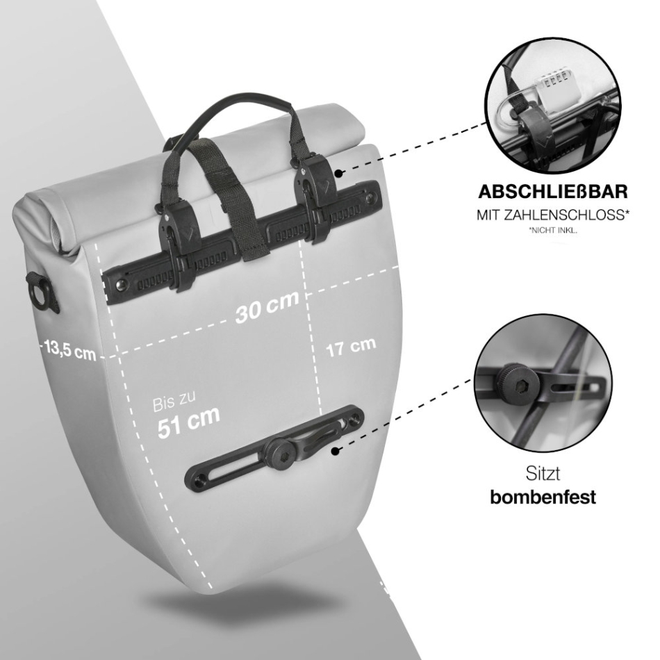 Valkental ValkBasic 20L - große & wasserdichte Gepäckträgertasche