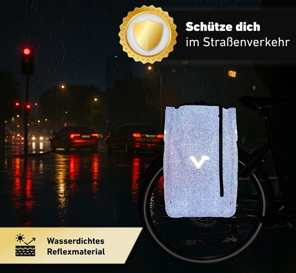 Valkental UrbanX grau - Fahrradtasche & Rucksack kombiniert