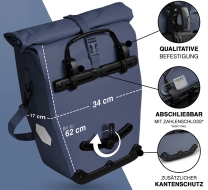 Mobile Preview: Valkental ValkOcean - Praktische & schicke 2in1 Gepäckträgertasche
